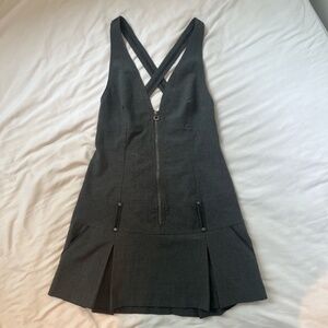 Grey sleeveless pleated mini dress